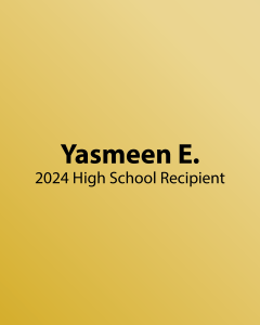 Yasmeen E 2024 scholarship recipient